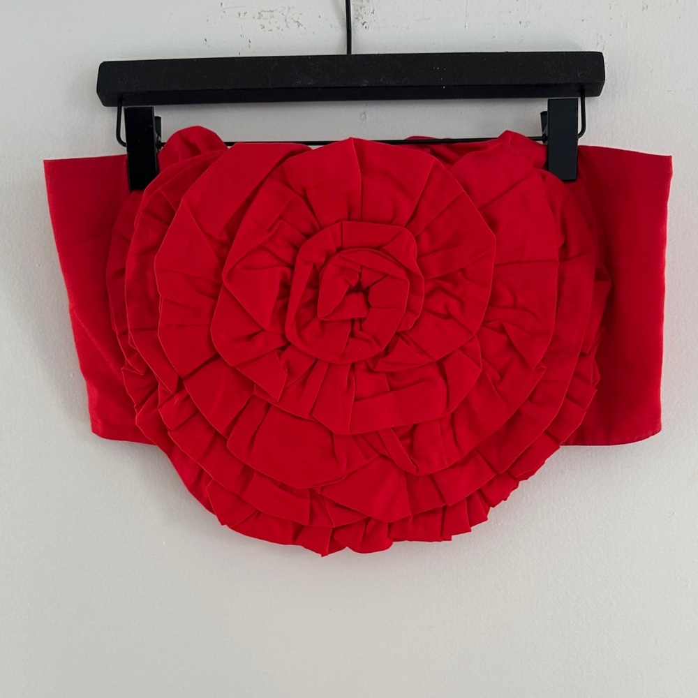 Mara Hoffman Red Ruffle Floral Crop Top